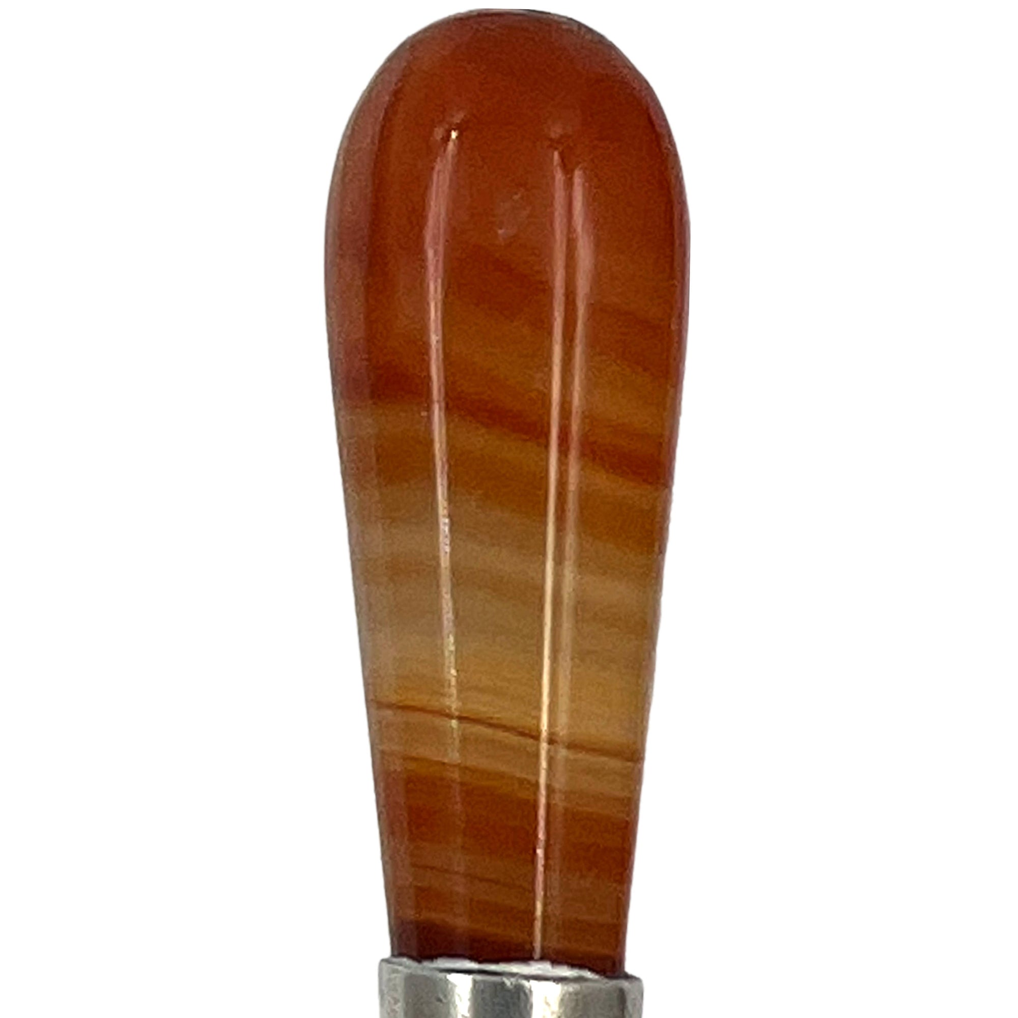 Antique Glove Button Hook Orange Agate w Brass Hook 2 7/8”