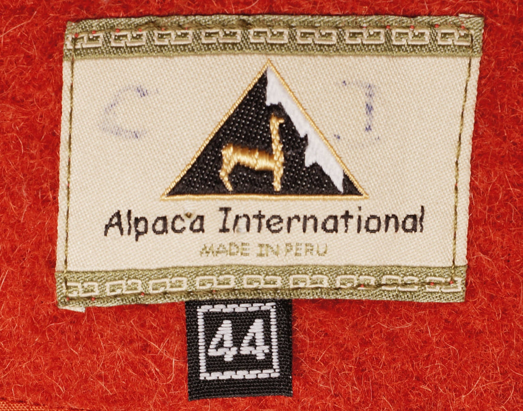 Ladies Wool Outer Jacket Rust Orange & Tan - Alpaca International Wool - L 44 - Poppy's Vintage Clothing