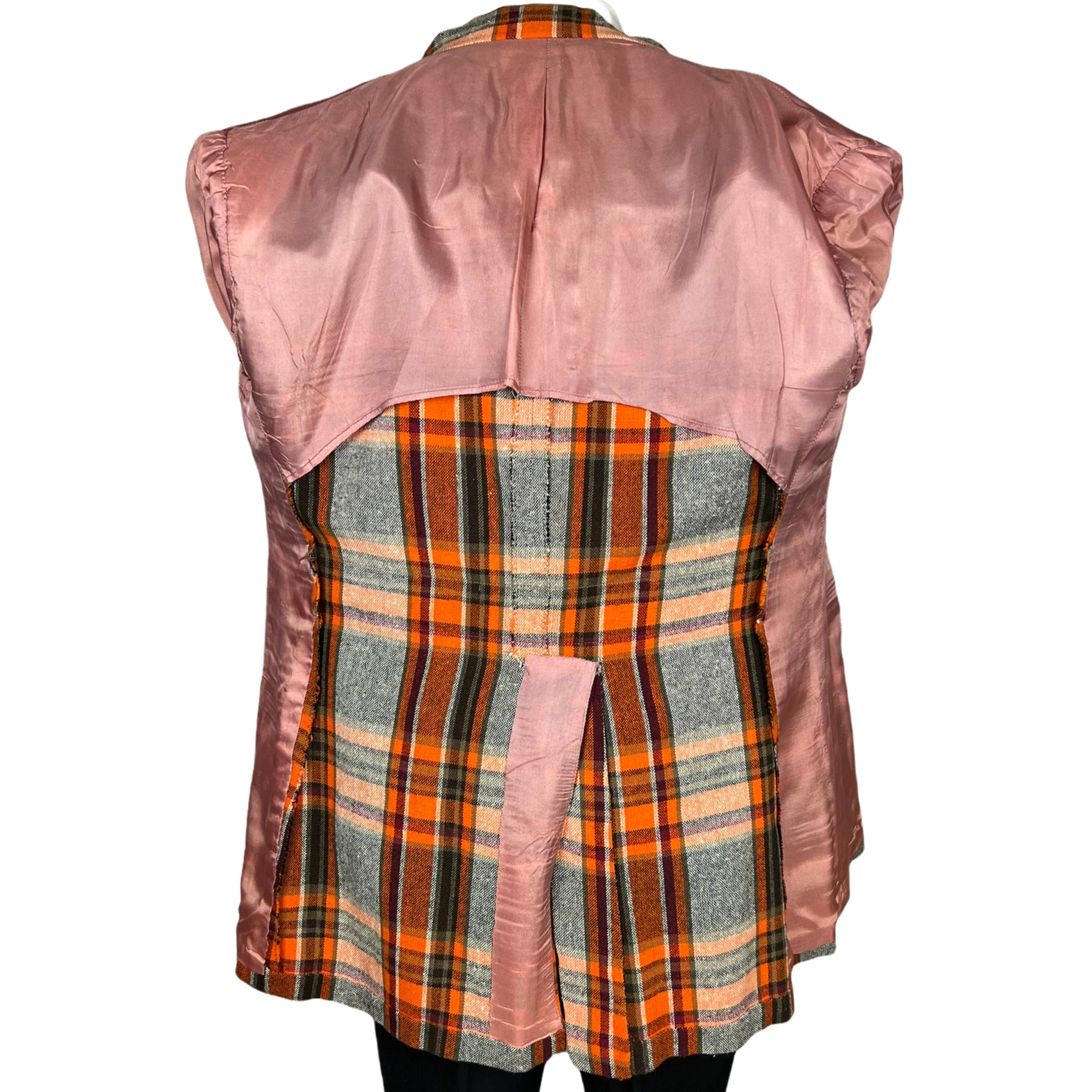 Vintage 1970s Plaid Jacket Orange Checked Blazer Sport Coat