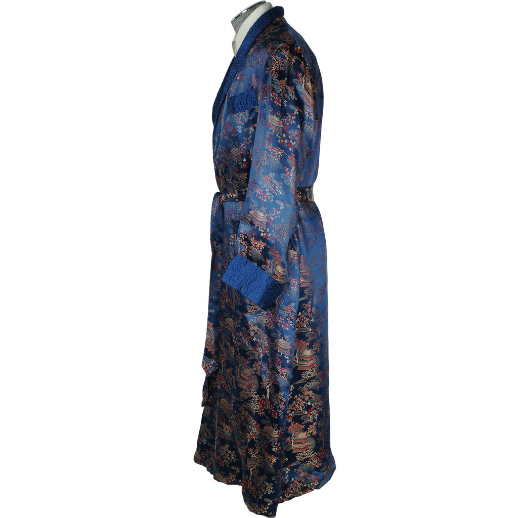 Vintage Dressing Gown Asian Motif Lounging Robe
