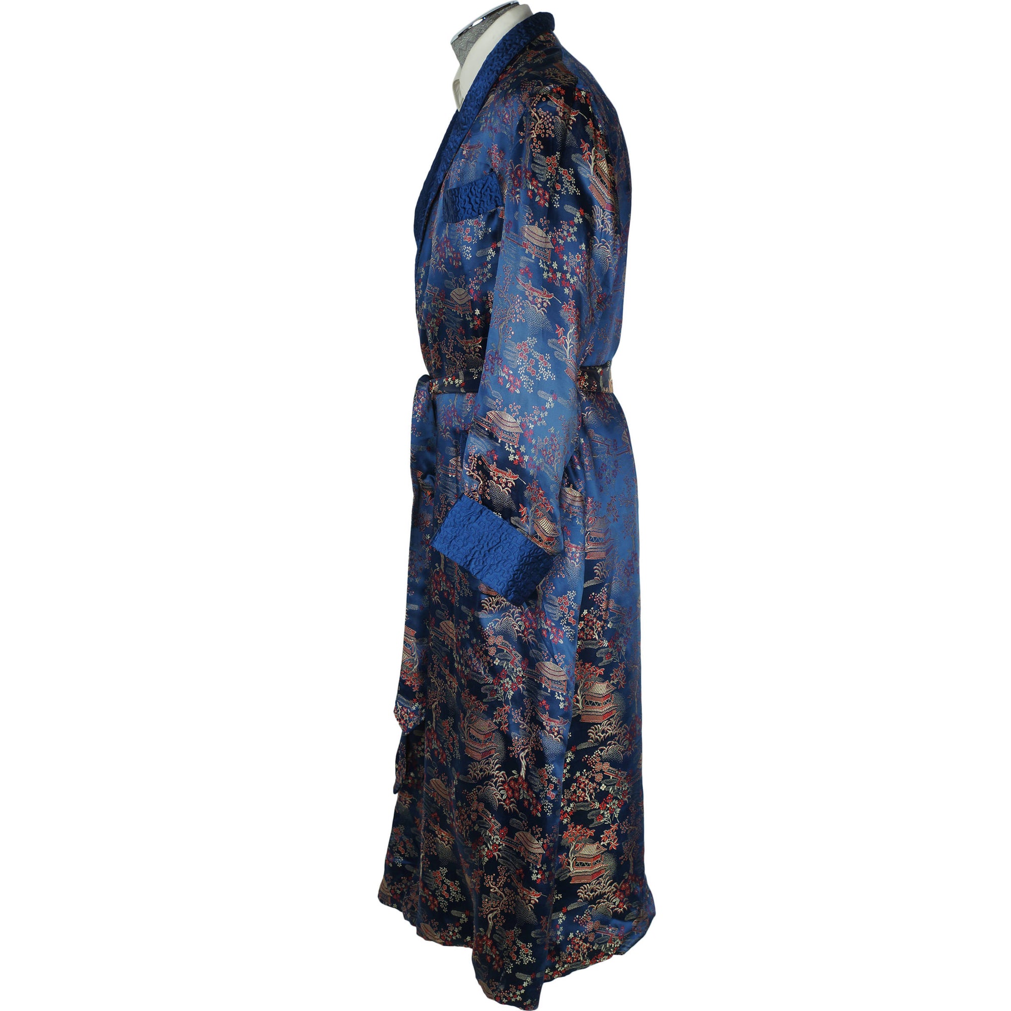 Vintage Dressing Gown Asian Motif Lounging Robe