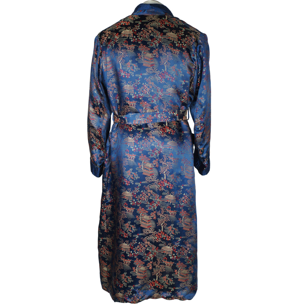 Vintage Dressing Gown Asian Motif Lounging Robe