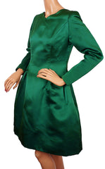 1980s Vintage Dress by Oscar de la Renta for Saks Fifth Avenue in Emerald Green Silk - Poppy's Vintage Clothing