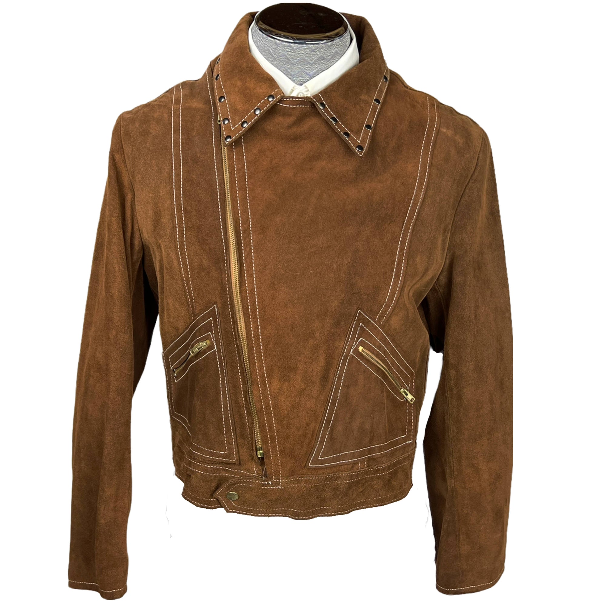 Vintage 1970s Beaded Suede Jacket w Owl Back Unisex Size M L