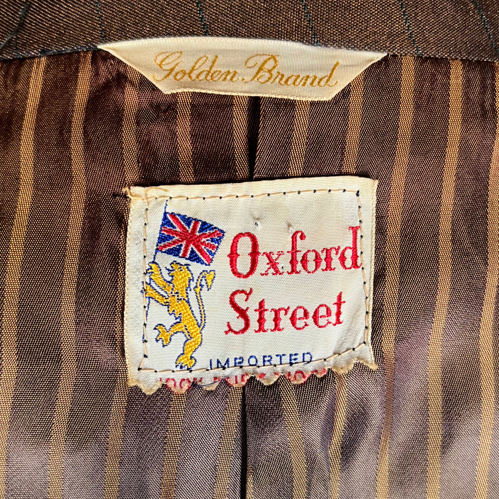 Vintage 60s British Invasion Suit Shiny Pinstripe Mad Men L