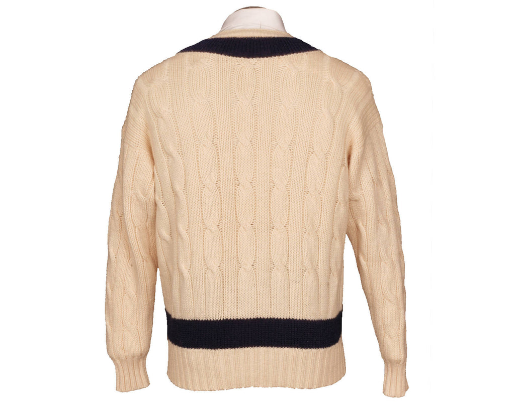 Oxford University Ice Hockey Club Sweater Cricket Style White Pure Wool England Mens Size 44 L - Poppy's Vintage Clothing