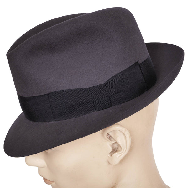 Vintage P and C Habig Fedora 1950s Mens Grey Hat Austria Size Medium 7 1/8 - Poppy's Vintage Clothing