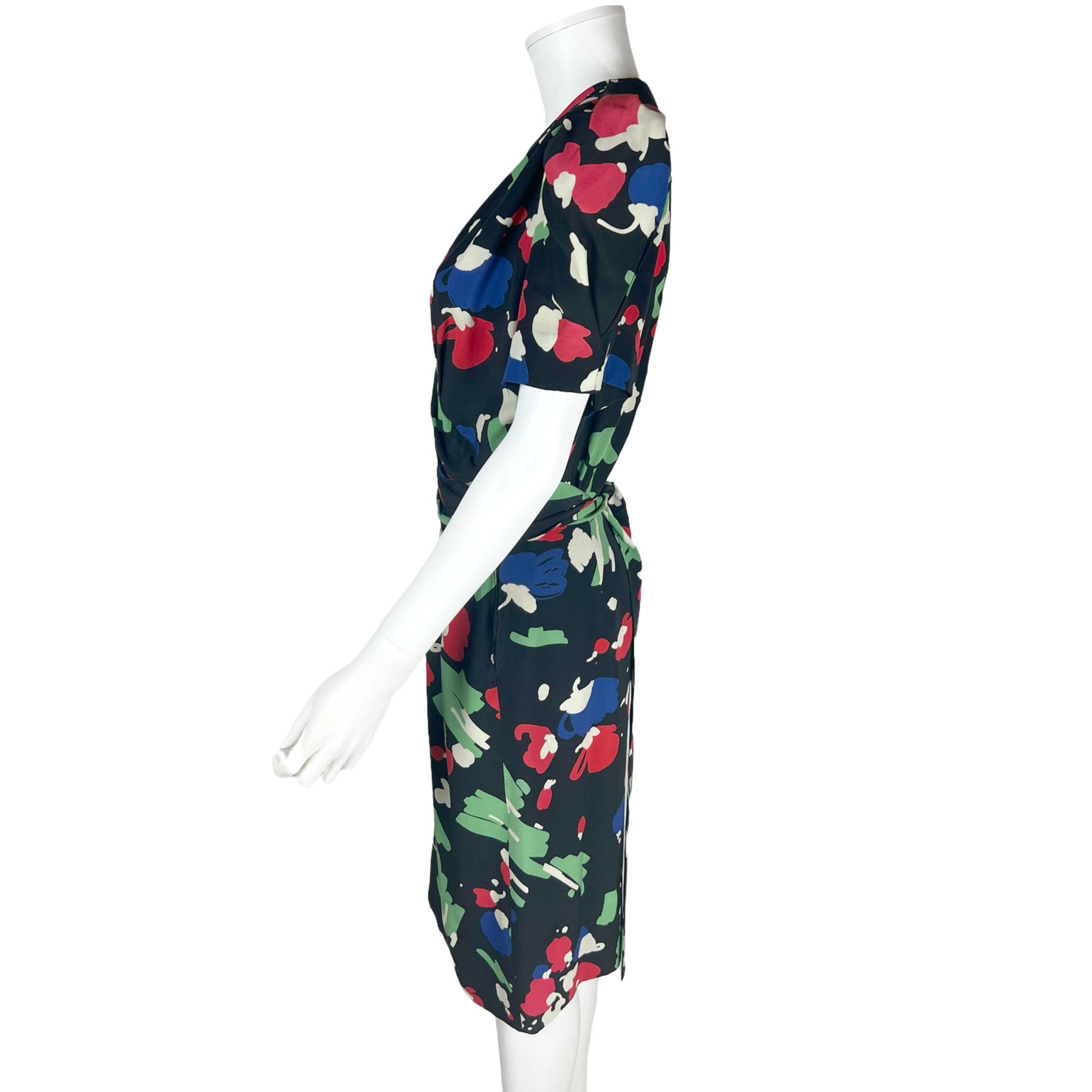 Vintage 1980s Dress Abstract Printed Silk Pacabu Italy Sz M