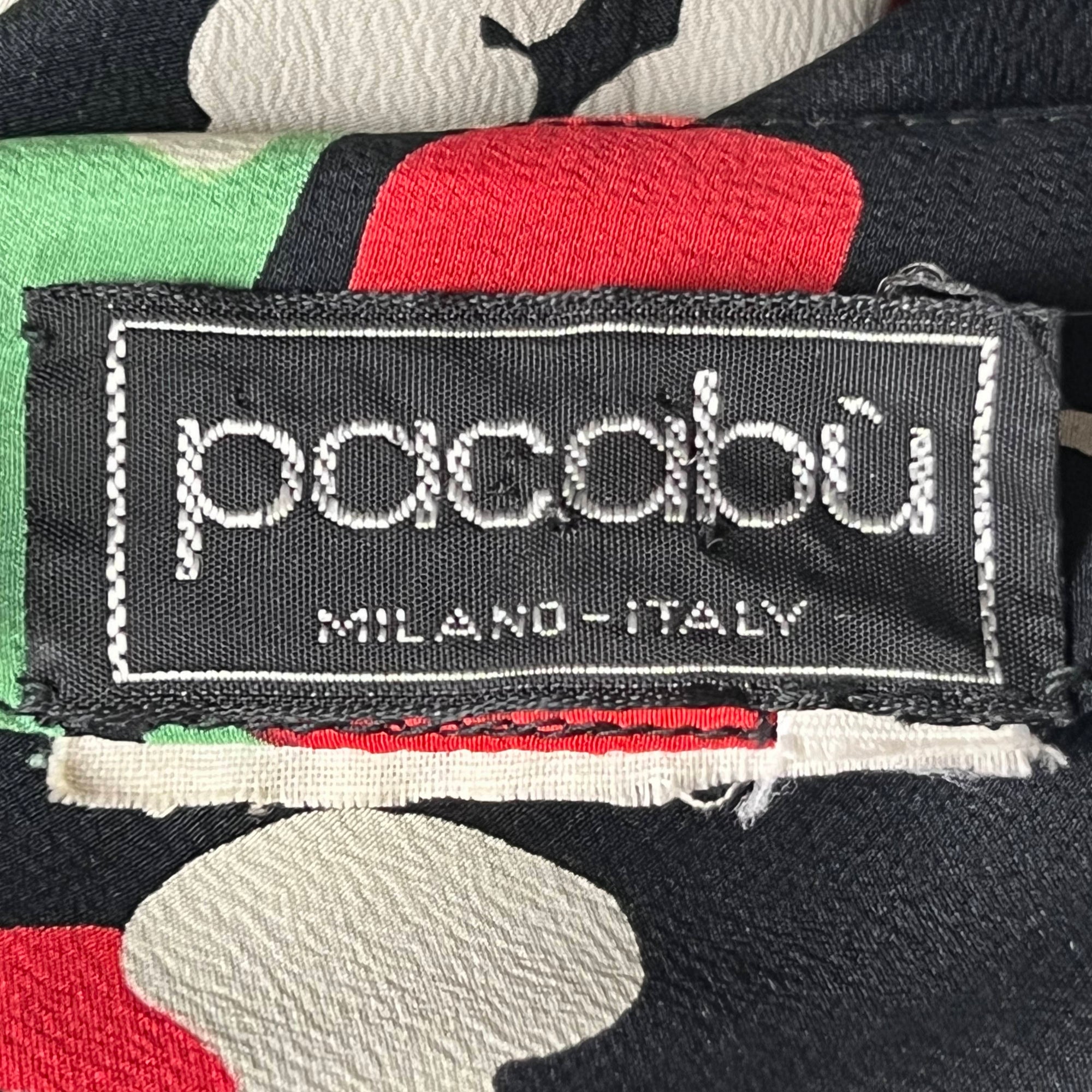 Vintage 1980s Dress Abstract Printed Silk Pacabu Italy Sz M
