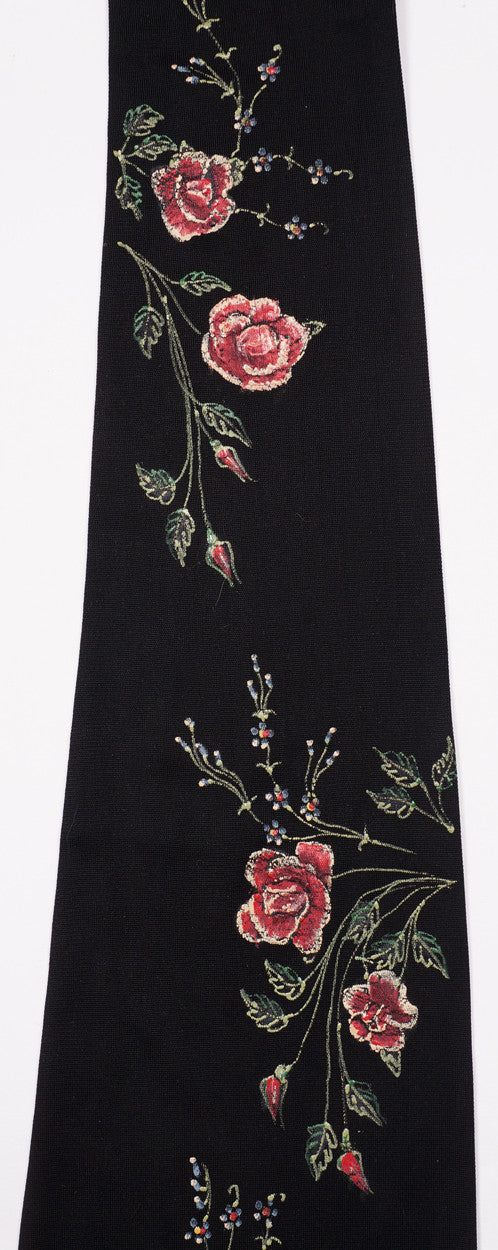 Vintage Opera Gloves Printed Rose Pattern Extra Long 1950s Ladies Size 7 - Poppy's Vintage Clothing