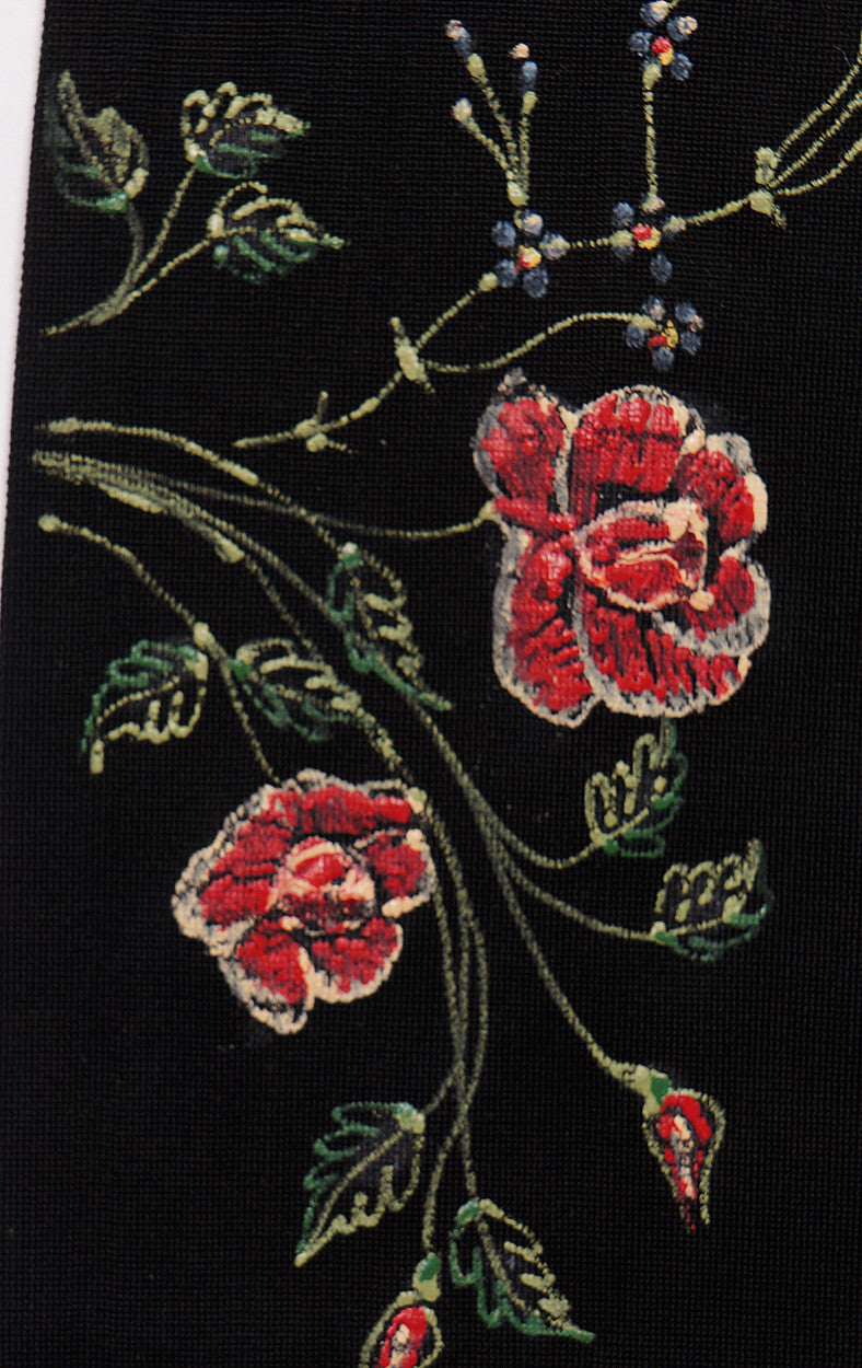 Vintage Opera Gloves Printed Rose Pattern Extra Long 1950s Ladies Size 7 - Poppy's Vintage Clothing