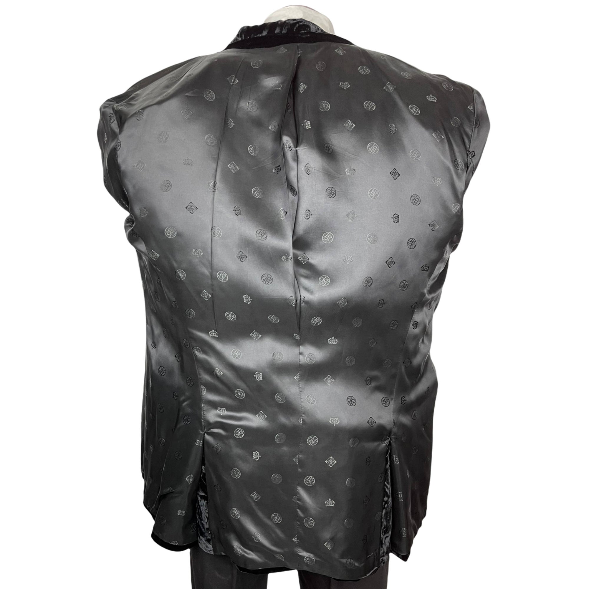 Vintage 1990s Sean John Black Velvet Dinner Jacket Debossed Paisley Sz M