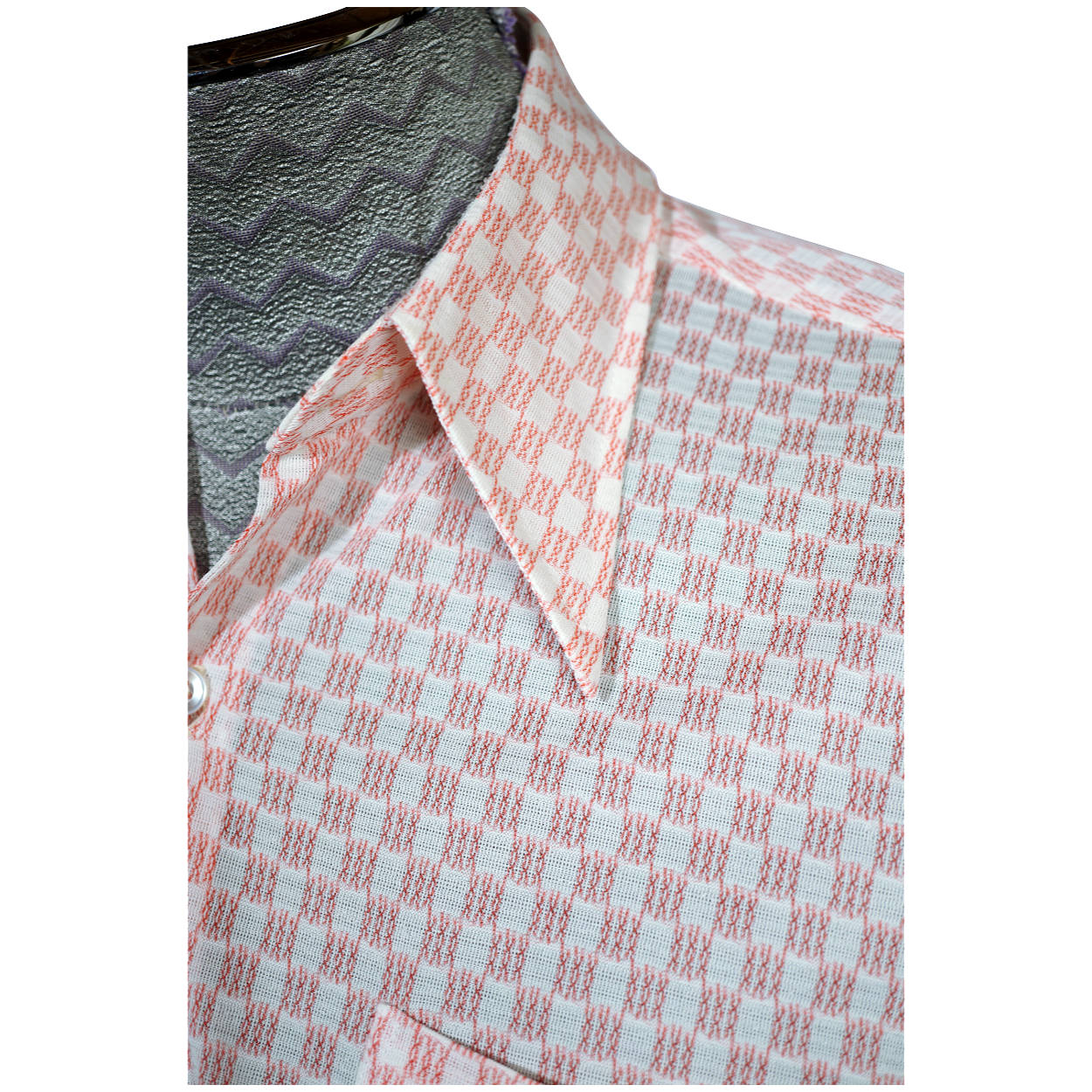 Vintage 1960s Short Sleeve Shirt Checkerboard Pattern Jersey - Poppy's Vintage Clothing