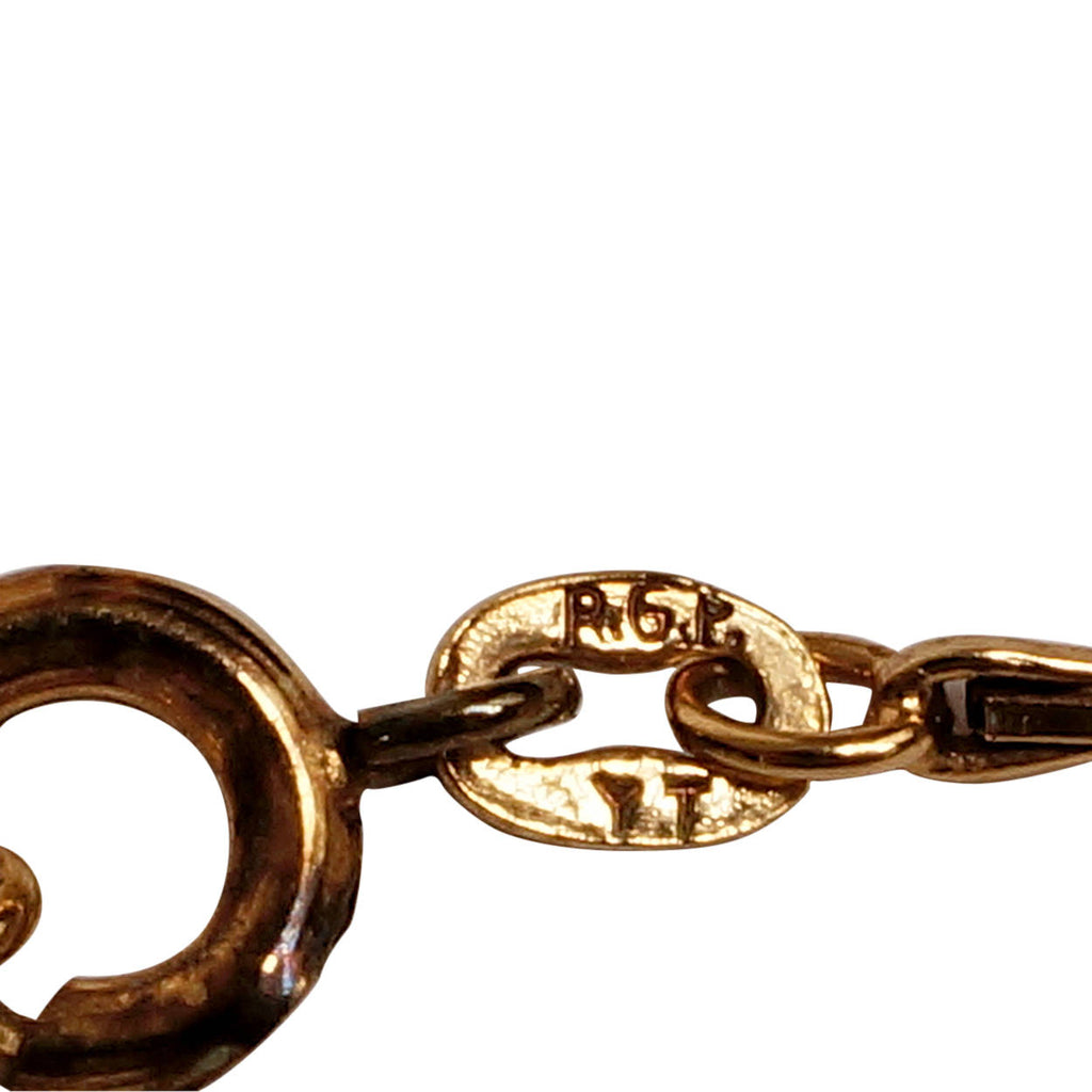 Panetta Modernist Brooch Pendant w Chain Gold Toned 1960s Signed - Poppy's Vintage Clothing