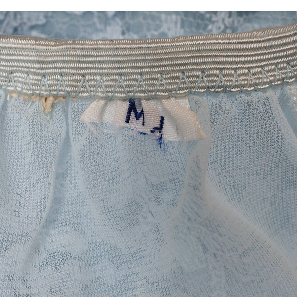 Vintage 1950s Nylon Lace Panty and Slip Set - Lace Ruffles - Light Blue - Unused Size M - Poppy's Vintage Clothing