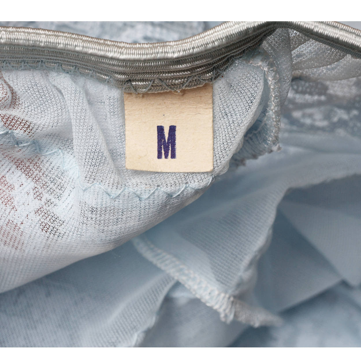 Vintage 1950s Nylon Lace Panty and Slip Set - Lace Ruffles - Light Blue - Unused Size M - Poppy's Vintage Clothing