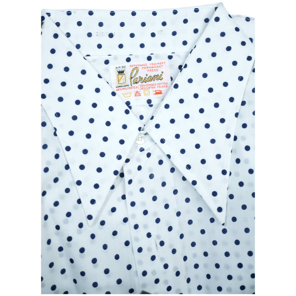 Vintage 60s Short Sleeve Button Up Shirt Polka Dot Unused XL - Poppy's Vintage Clothing