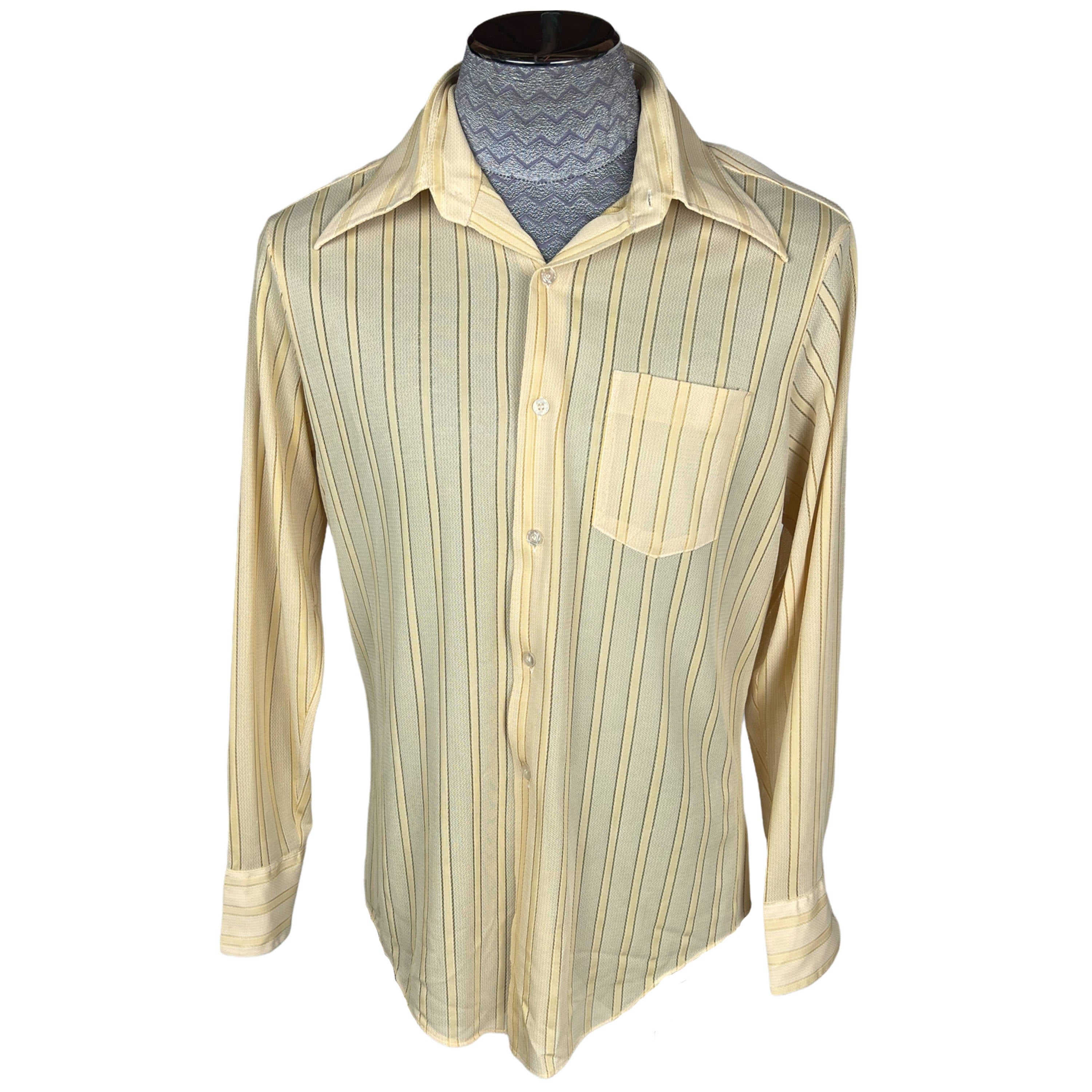 Vintage 1970s Yellow Shirt Sheer Polyester Nylon Blend Sz L Vintage 1970s Yellow Shirt Sheer Polyester Nylon Blend Sz L