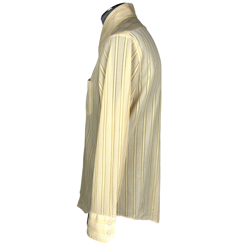 Vintage 1970s Yellow Shirt Sheer Polyester Nylon Blend Sz L