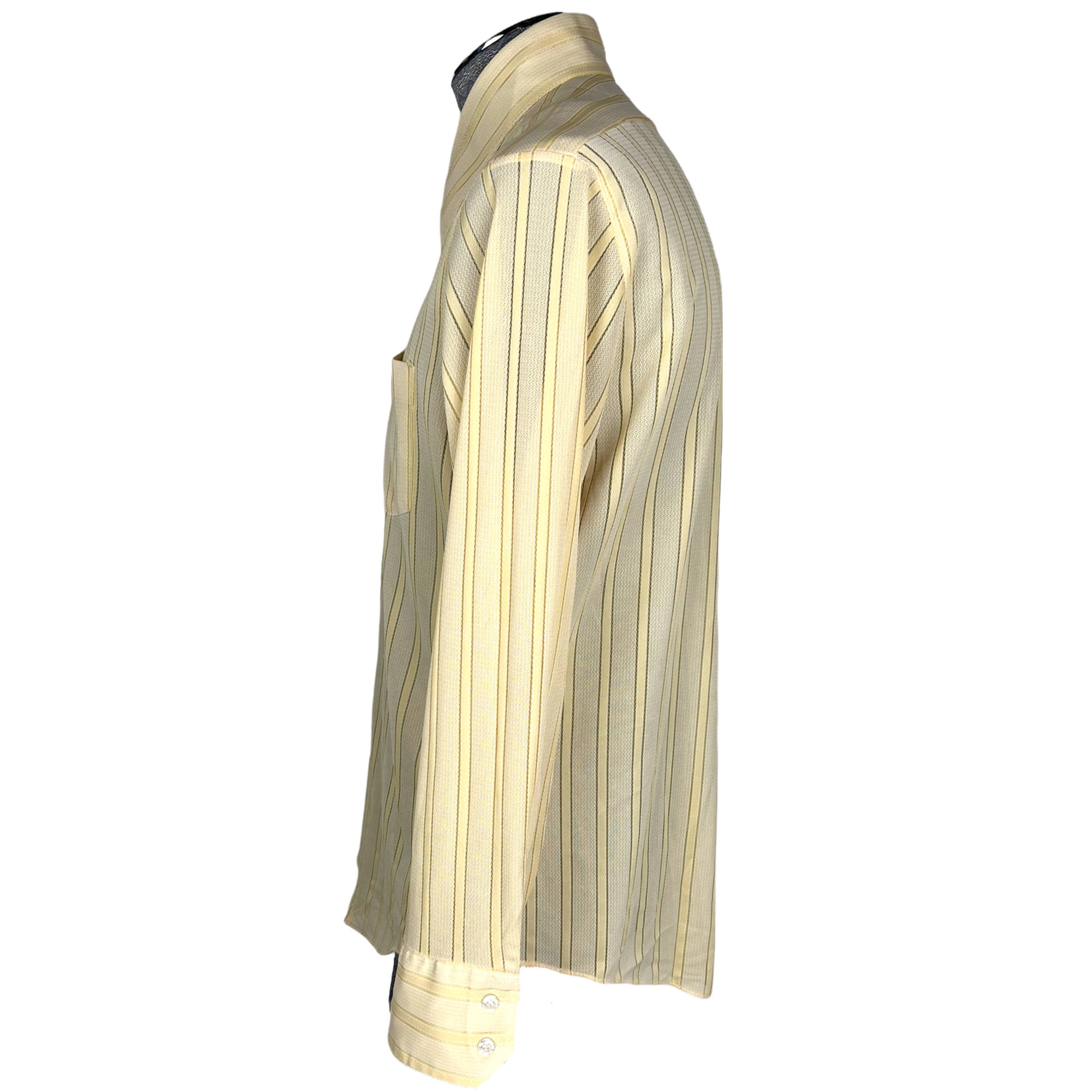 Vintage 1970s Yellow Shirt Sheer Polyester Nylon Blend Sz L