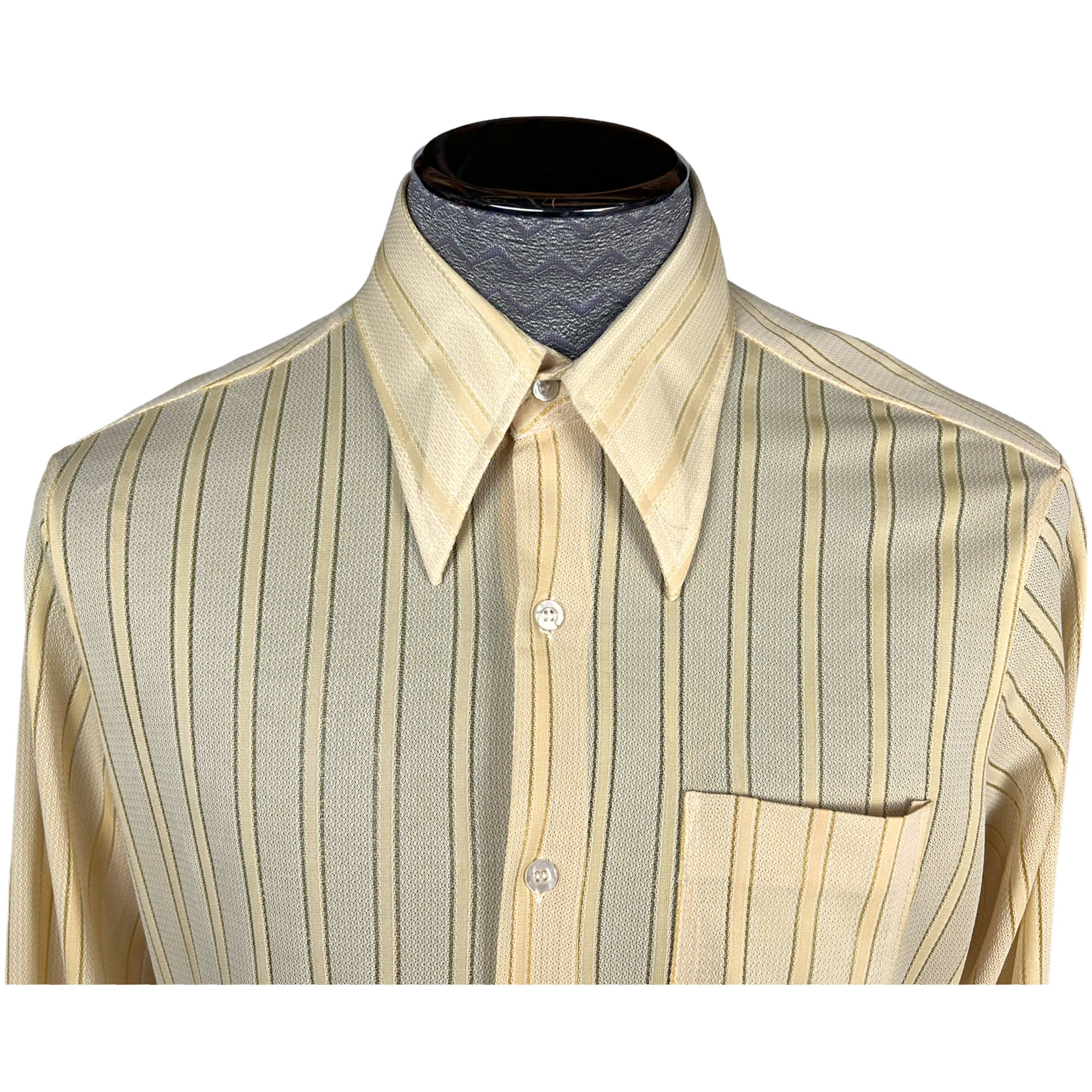 Vintage 1970s Yellow Shirt Sheer Polyester Nylon Blend Sz L