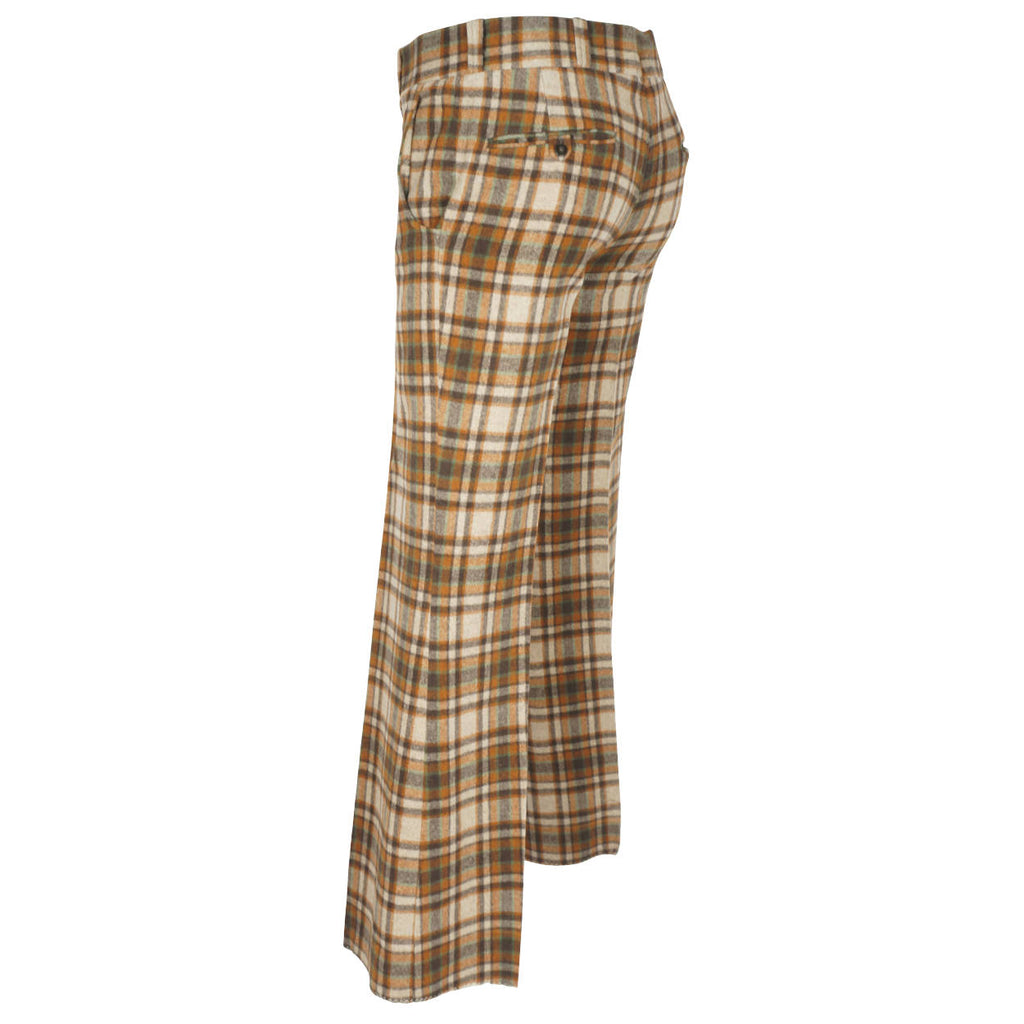 Vintage 1970s Plaid Pants Wool Blend Trousers 31” W Unisex - Poppy's Vintage Clothing