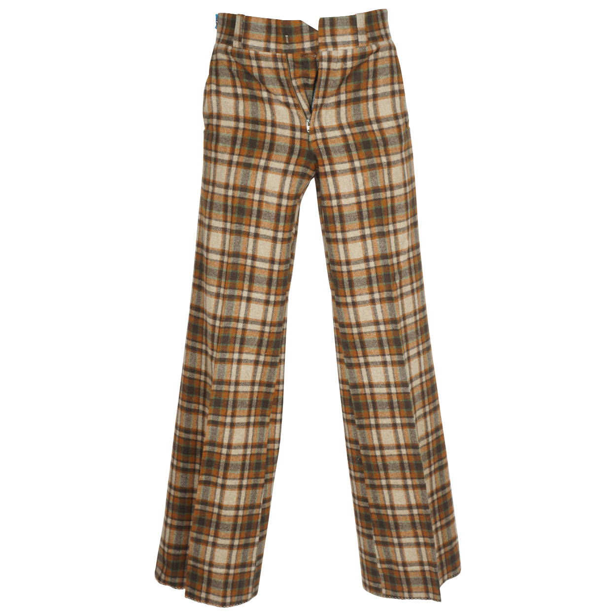 Vintage 1970s Plaid Pants Wool Blend Trousers 31” W Unisex - Poppy's Vintage Clothing