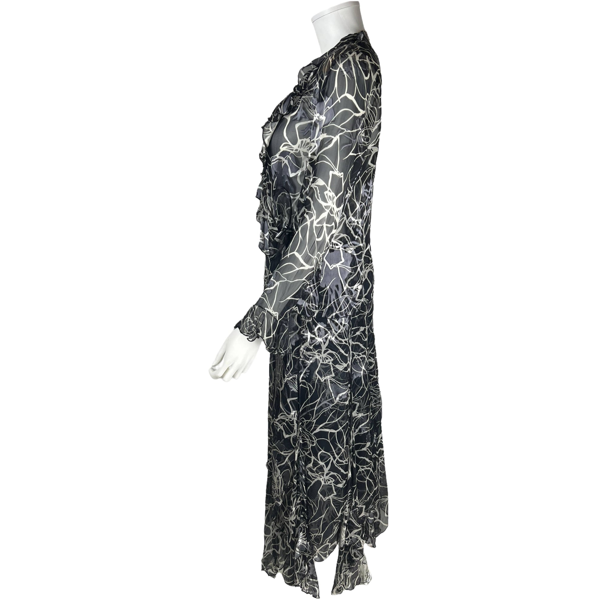 Vintage 2 Piece 1970s Chiffon Dress Pat McDonagh Canada Sz M