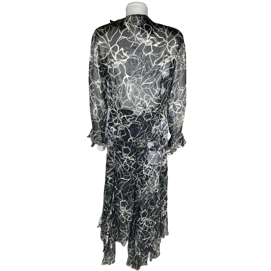 Vintage 2 Piece 1970s Chiffon Dress Pat McDonagh Canada Sz M