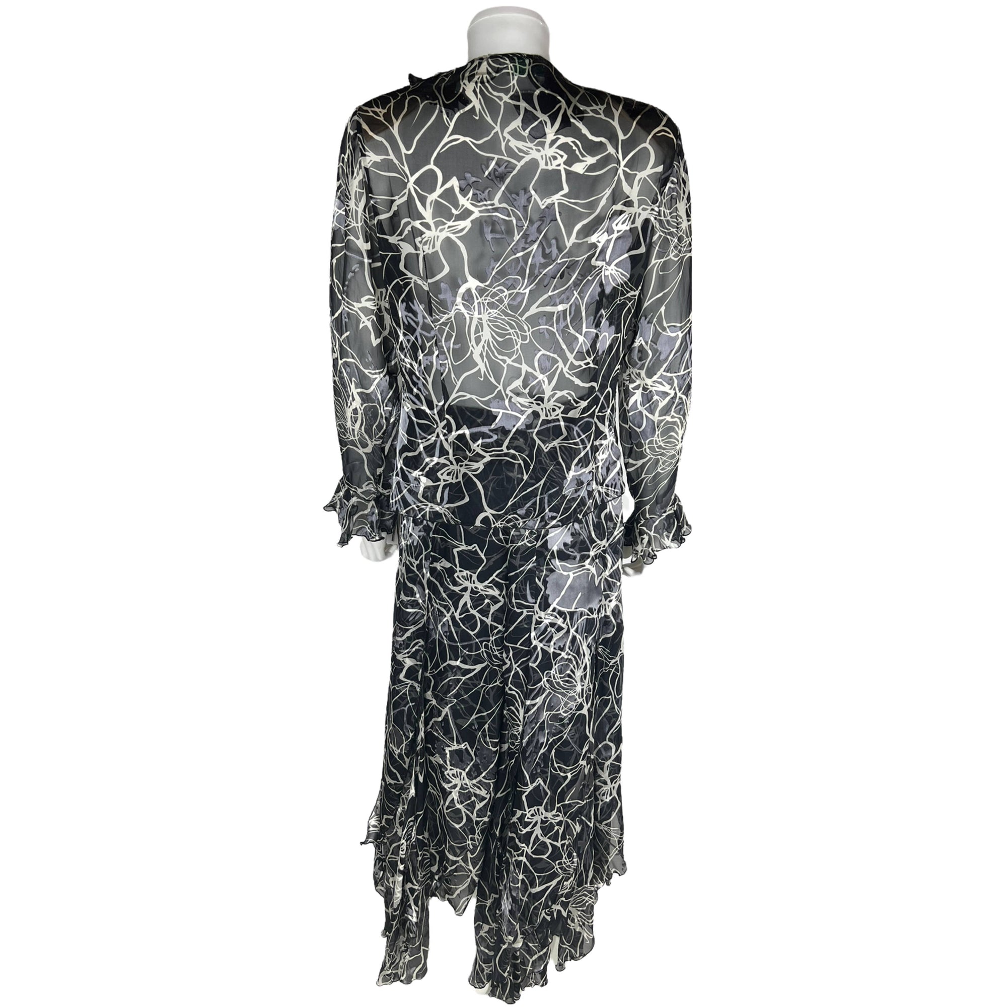 Vintage 2 Piece 1970s Chiffon Dress Pat McDonagh Canada Sz M