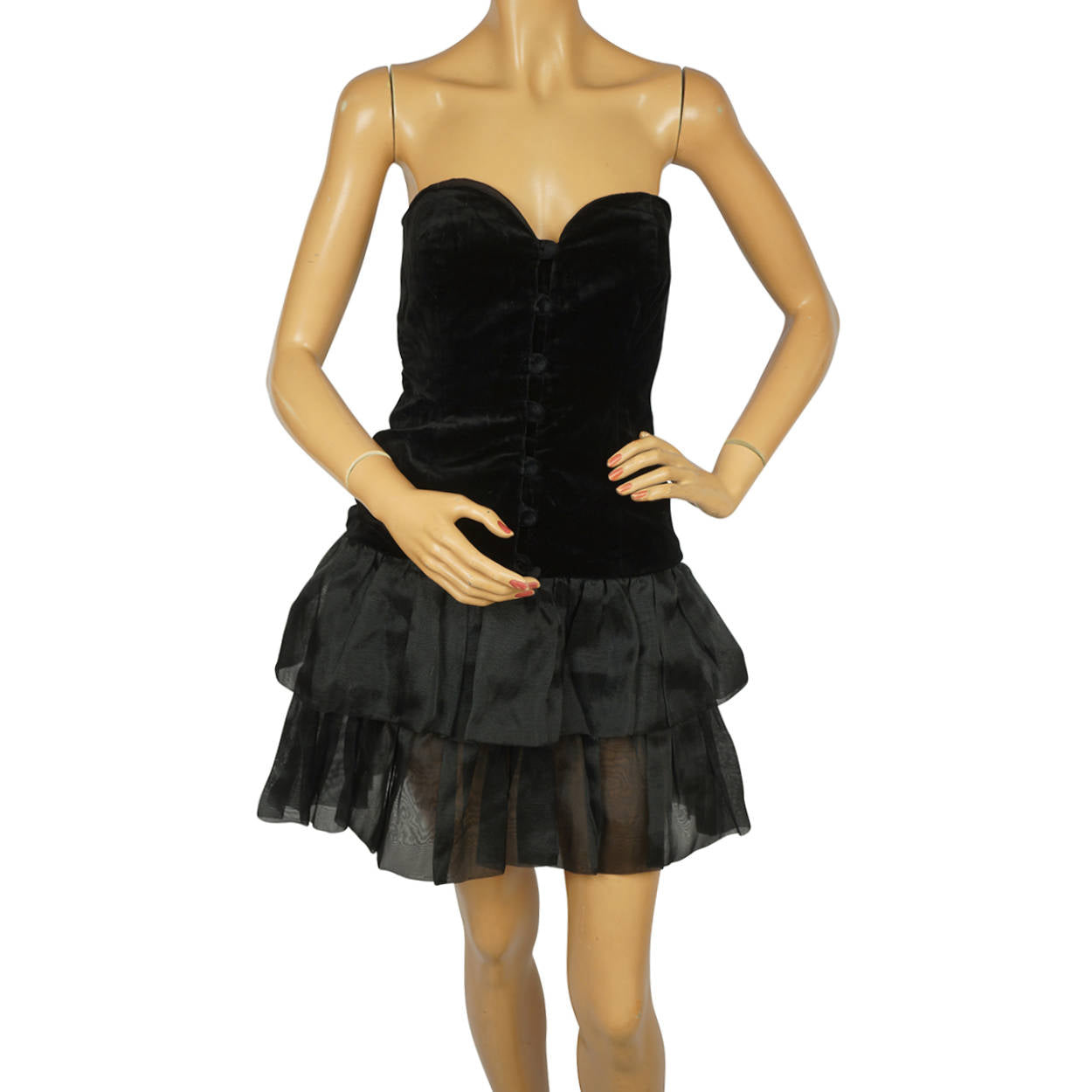 Vintage 1980s Strapless Dress Pat McDonagh British Canadian Designer, Prom - Size M - Poppy's Vintage Clothing