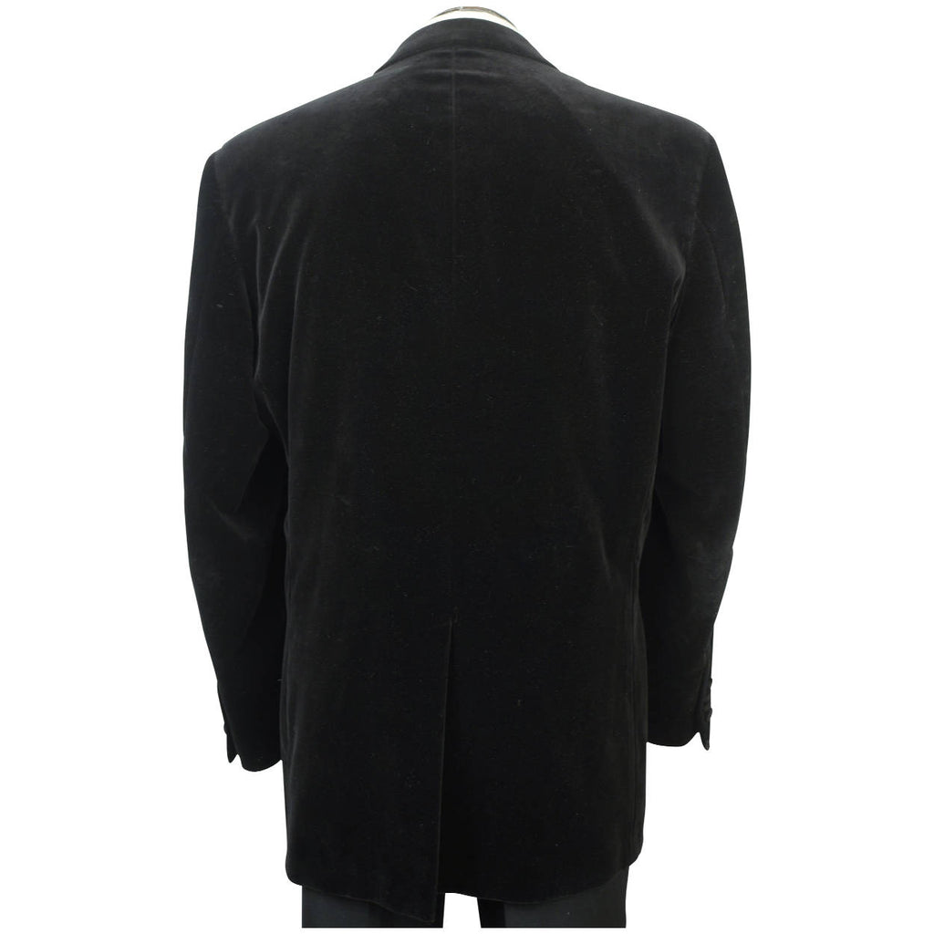 Vintage 1990s Paul Stuart Mens Black Velvet Jacket Size 45 T - Poppy's Vintage Clothing