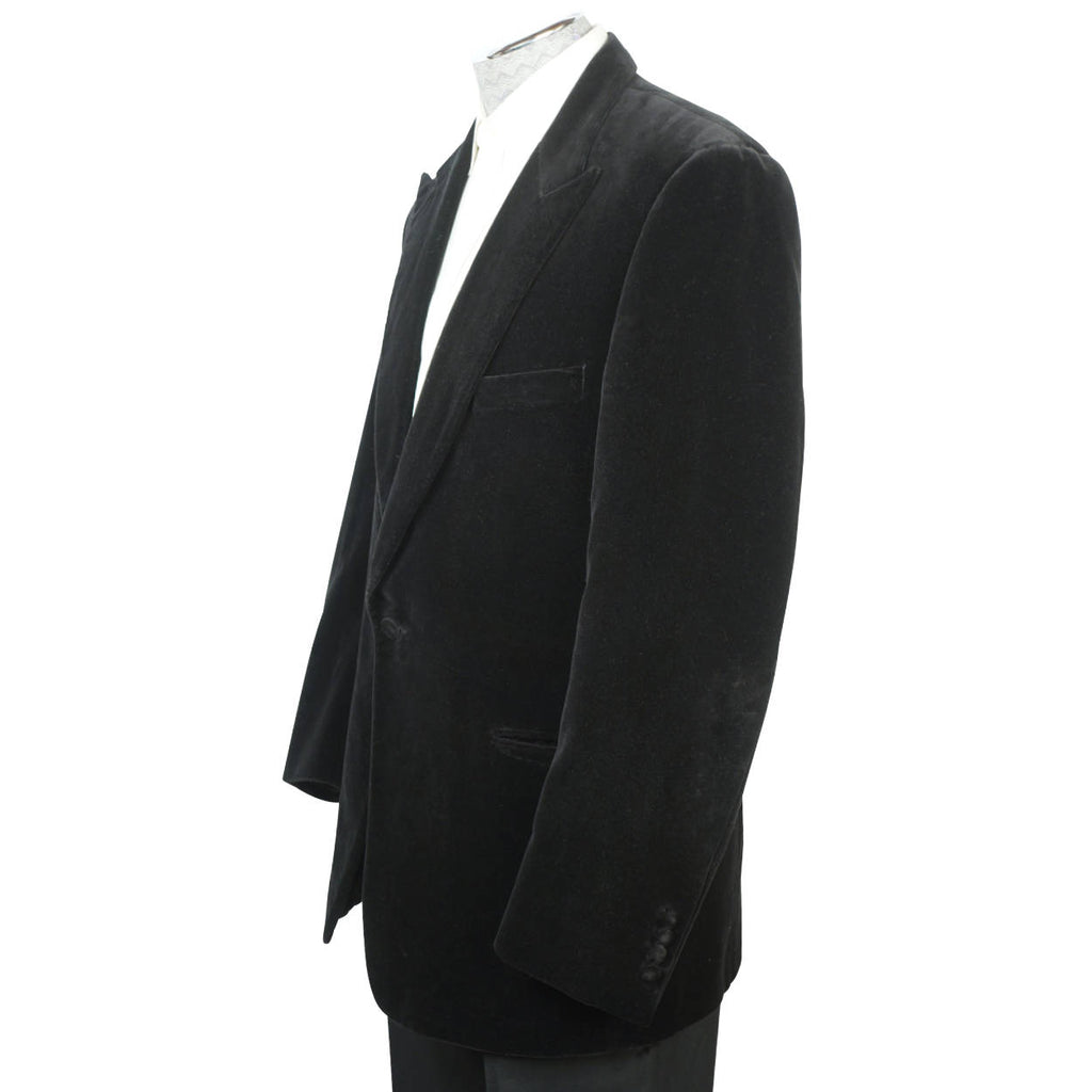 Vintage 1990s Paul Stuart Mens Black Velvet Jacket Size 45 T - Poppy's Vintage Clothing