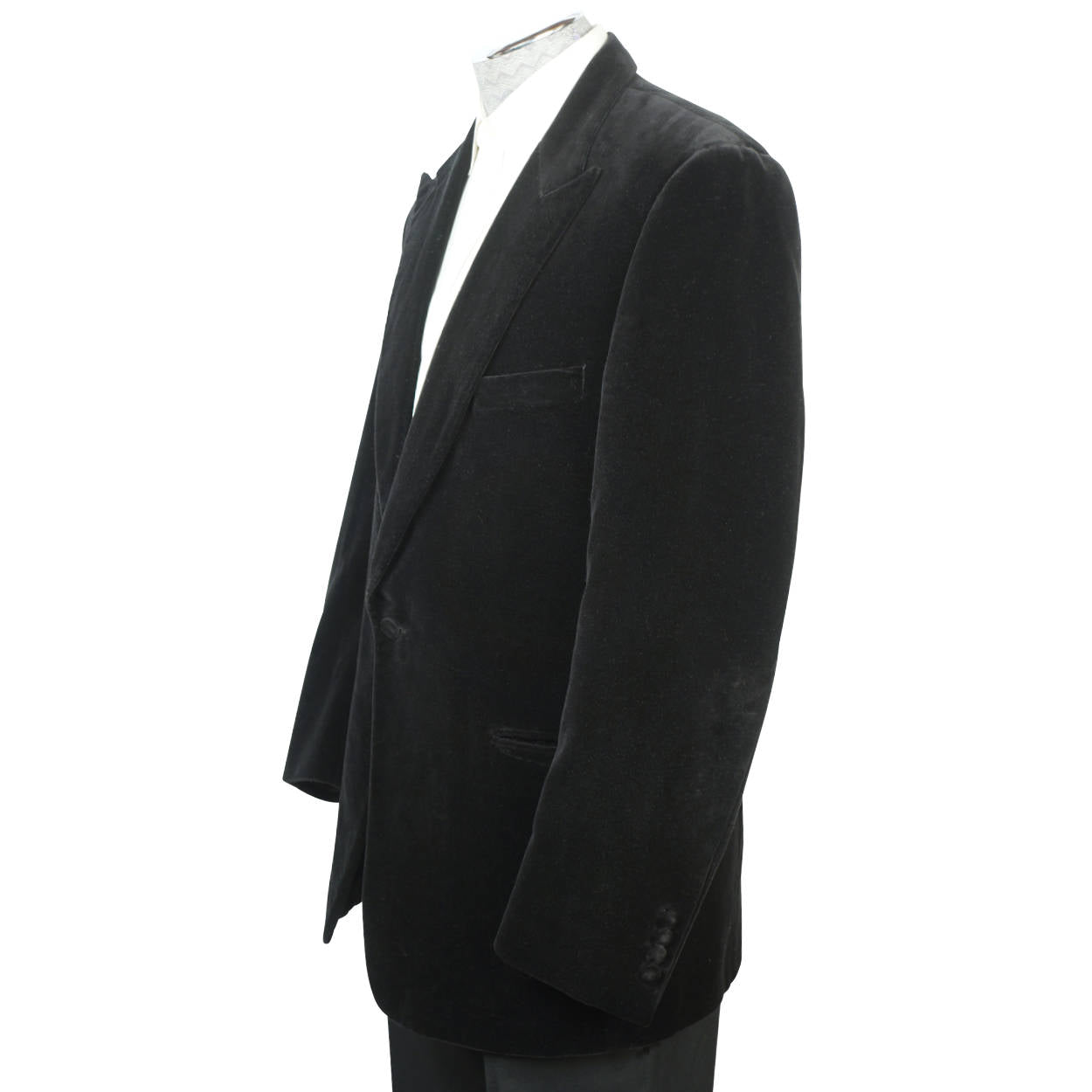 Vintage 1990s Paul Stuart Mens Black Velvet Jacket Size 45 T - Poppy's Vintage Clothing