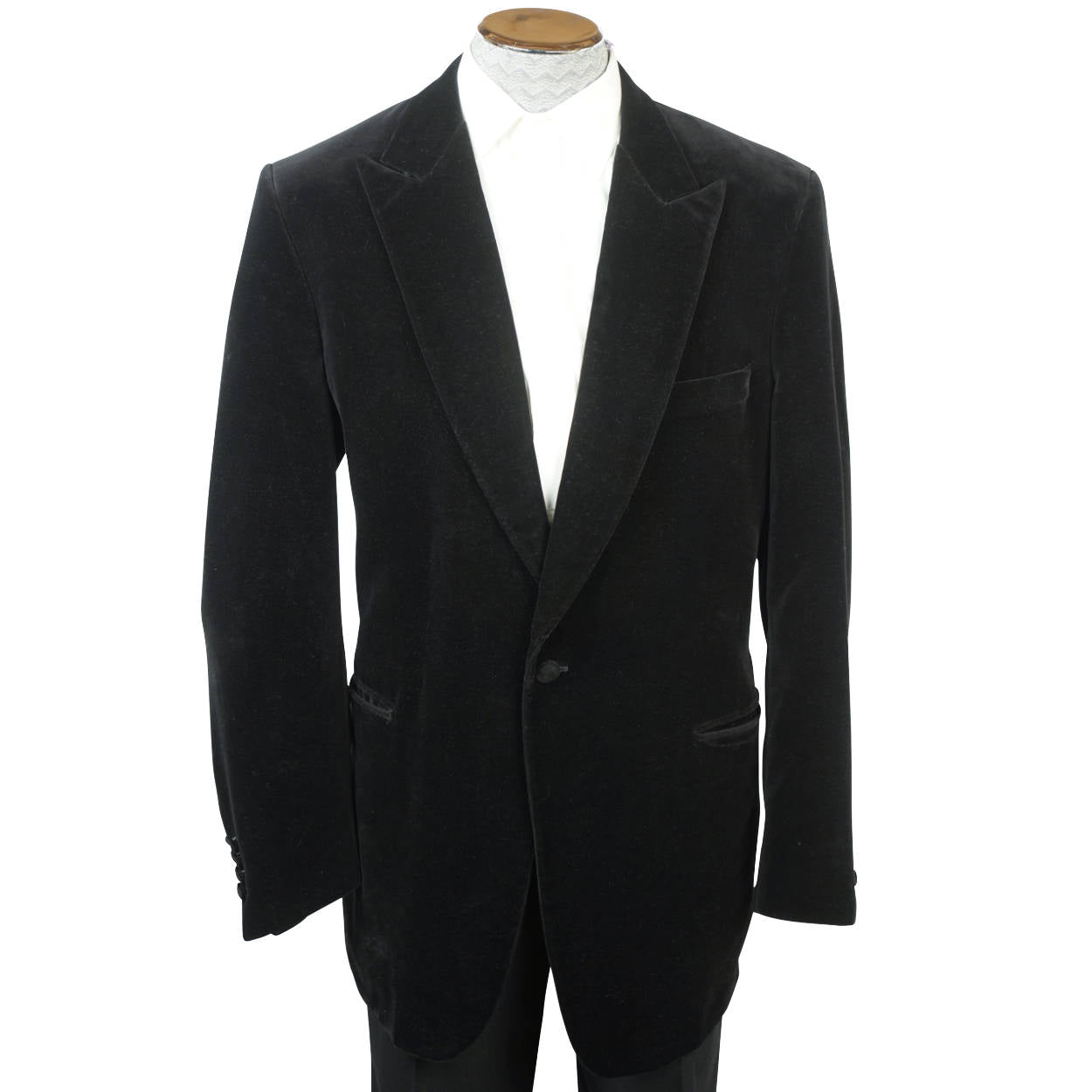 Vintage 1990s Paul Stuart Mens Black Velvet Jacket Size 45 T