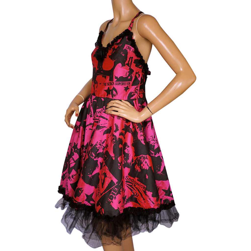 Edie Sedgwick Novelty Print Dress Andy Warhol Superstar by Peach Berserk Size M - Poppy's Vintage Clothing