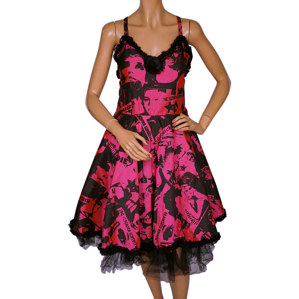 Edie Sedgwick Novelty Print Dress Andy Warhol Superstar by Peach Berserk Size M - Poppy's Vintage Clothing