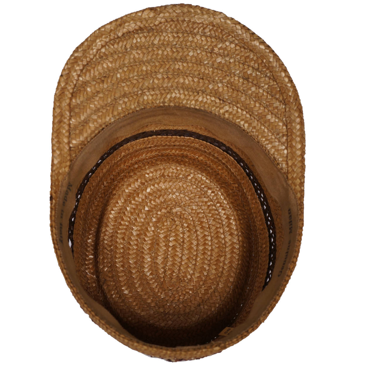 Vintage 1940s Kepi Straw Hat Genuine Milan Cap w Visor Made in Italy Mens Size 7 - Poppy's Vintage Clothing