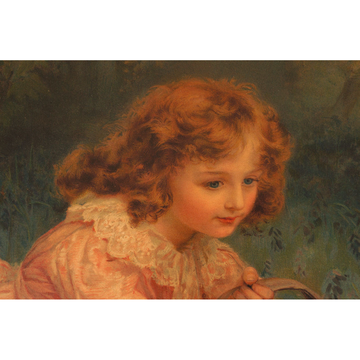 Antique Pears Soap Chromolitho Print Girl Feeding Rabbits 1904 - Poppy's Vintage Clothing