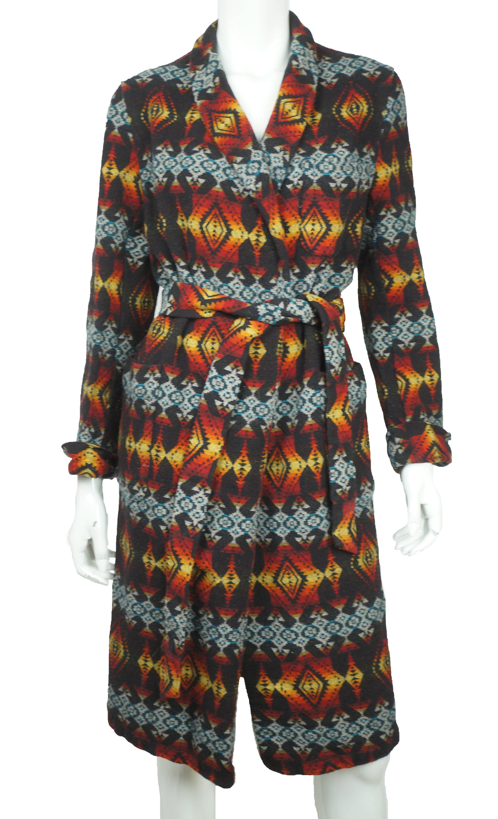 Pendleton Dressing Gown Aztec Indian Southwestern Indigenous Blanket Pattern L - Poppy's Vintage Clothing