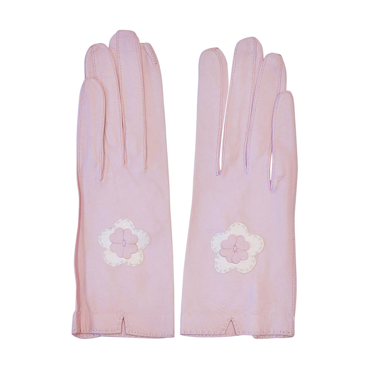 Vintage Unused Perrin Pink Kid Leather Gloves Made in France Ladies Size 7 - Poppy's Vintage Clothing