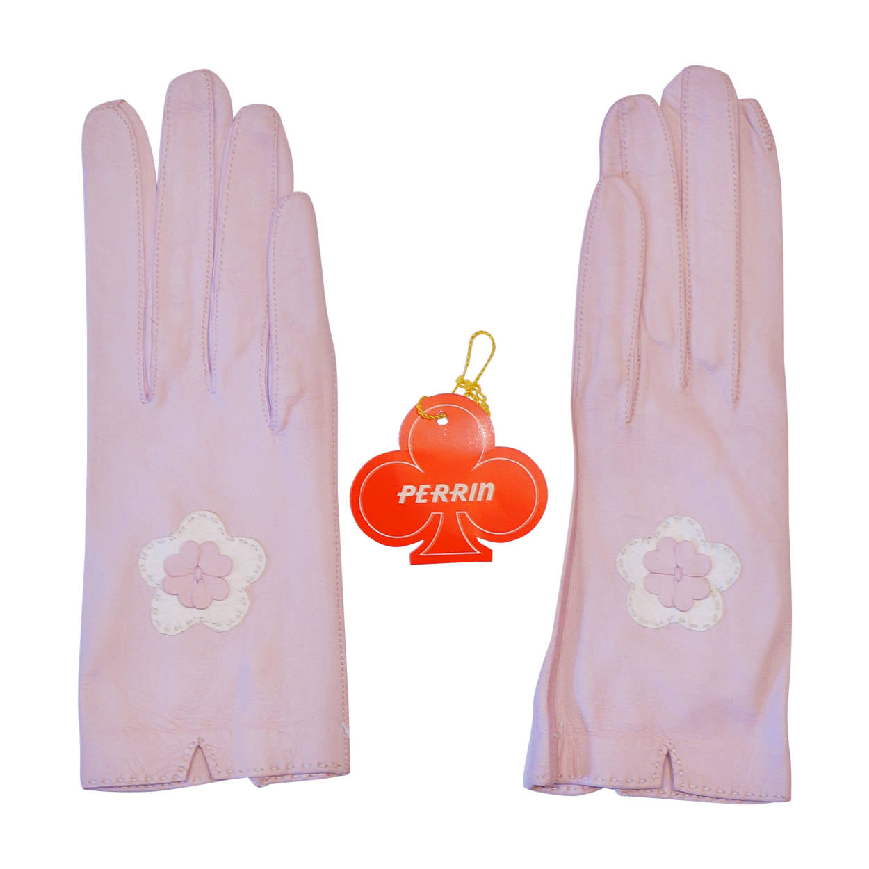 Vintage Unused Perrin Pink Kid Leather Gloves Made in France Ladies Size 7 - Poppy's Vintage Clothing