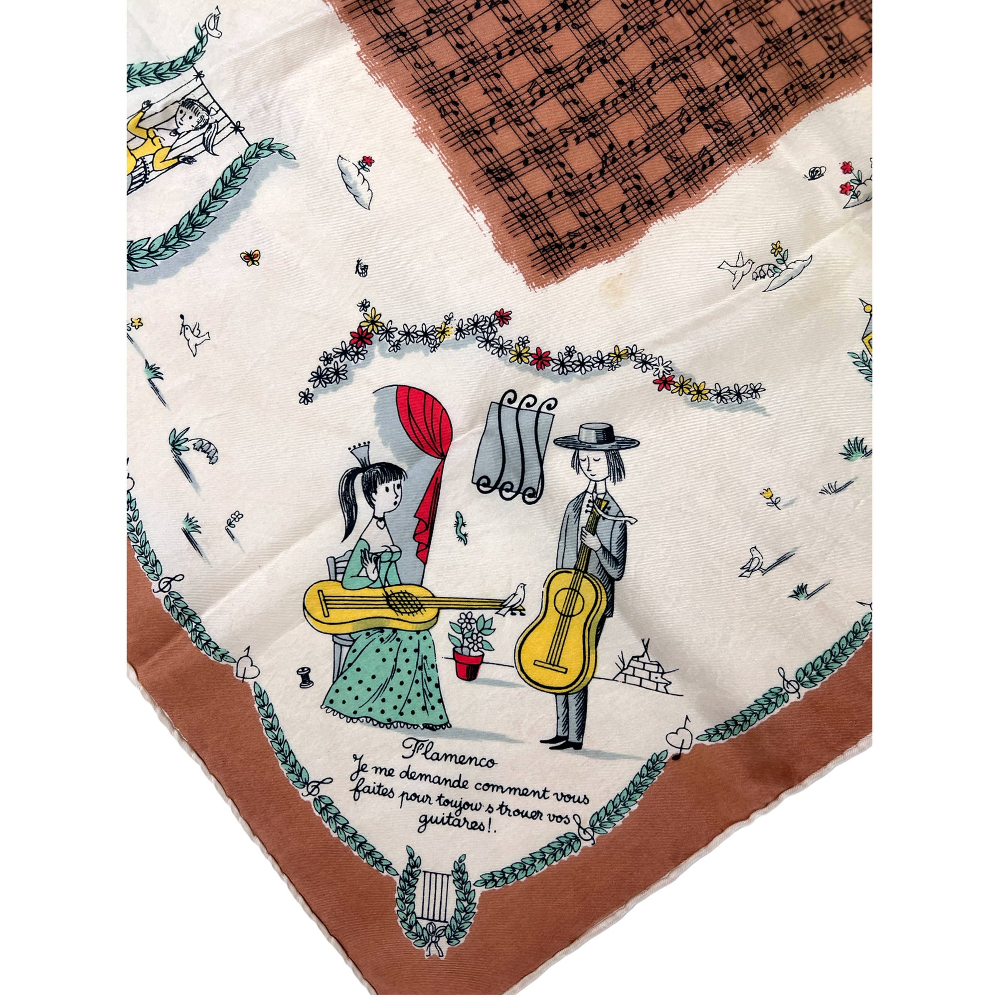 1940s Vintage Peynet Scarf Musique Par Peynet Les Amoureux