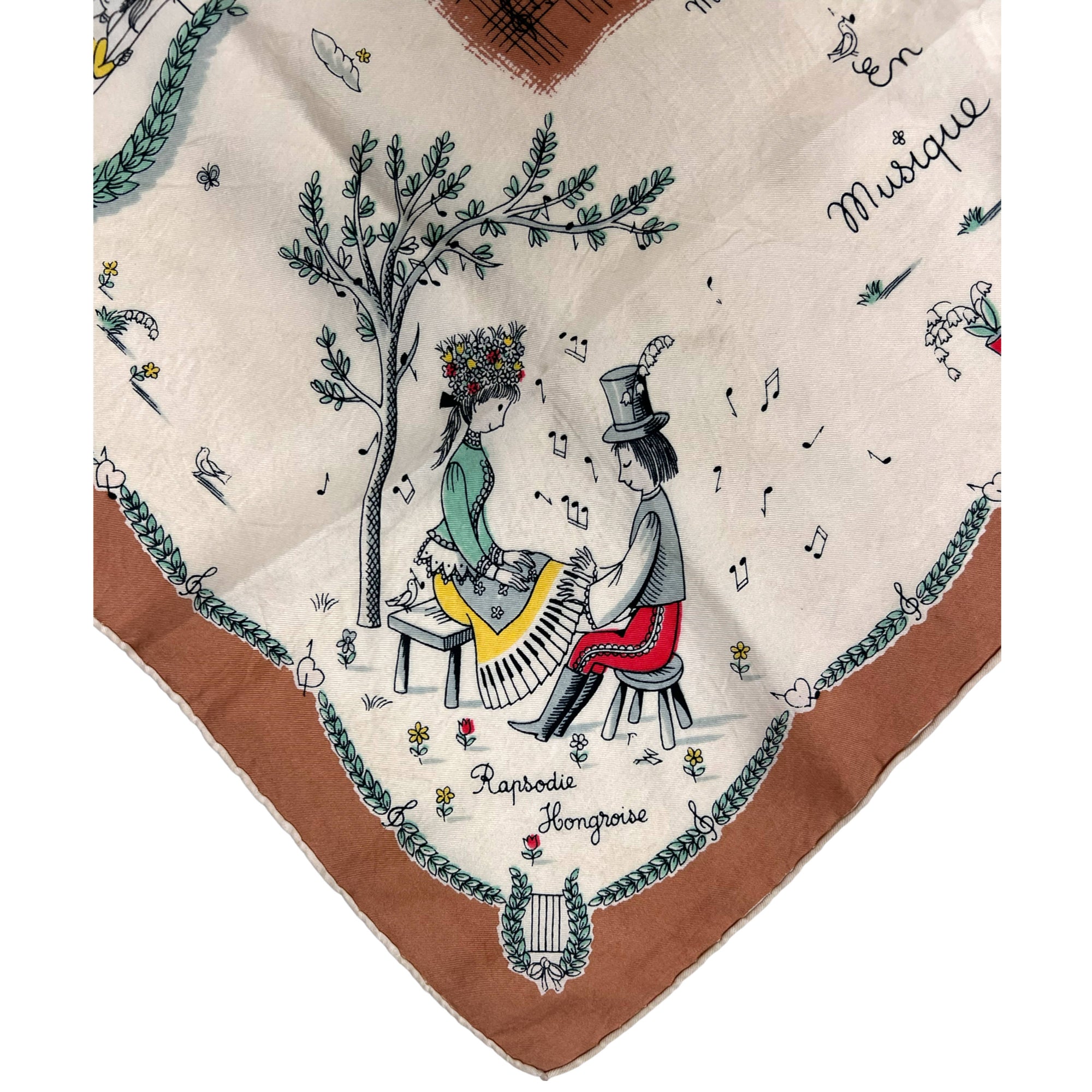 1940s Vintage Peynet Scarf Musique Par Peynet Les Amoureux