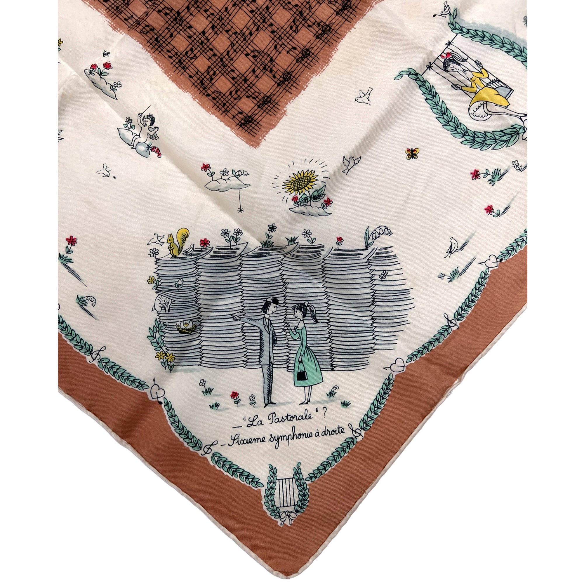 1940s Vintage Peynet Scarf Musique Par Peynet Les Amoureux