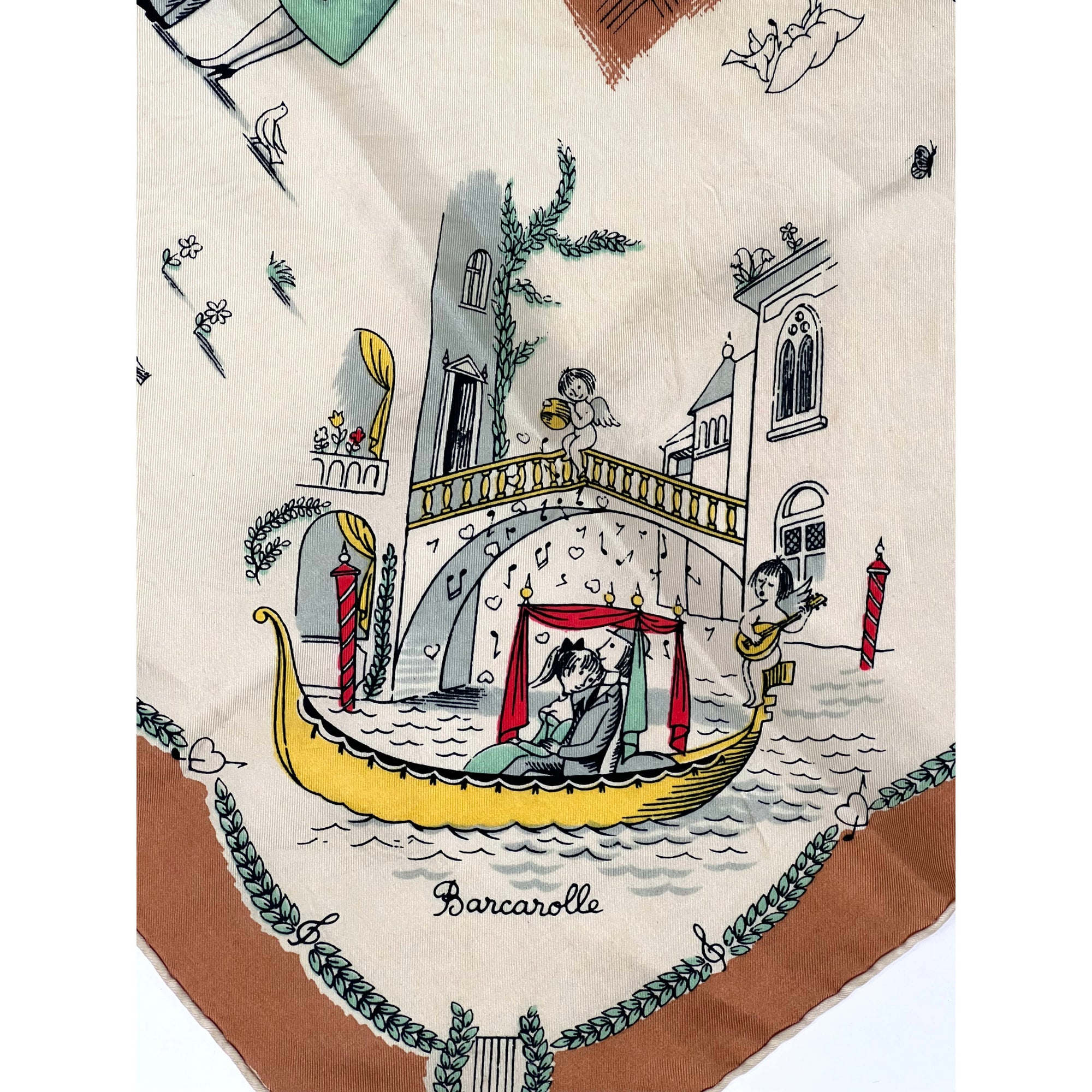 1940s Vintage Peynet Scarf Musique Par Peynet Les Amoureux