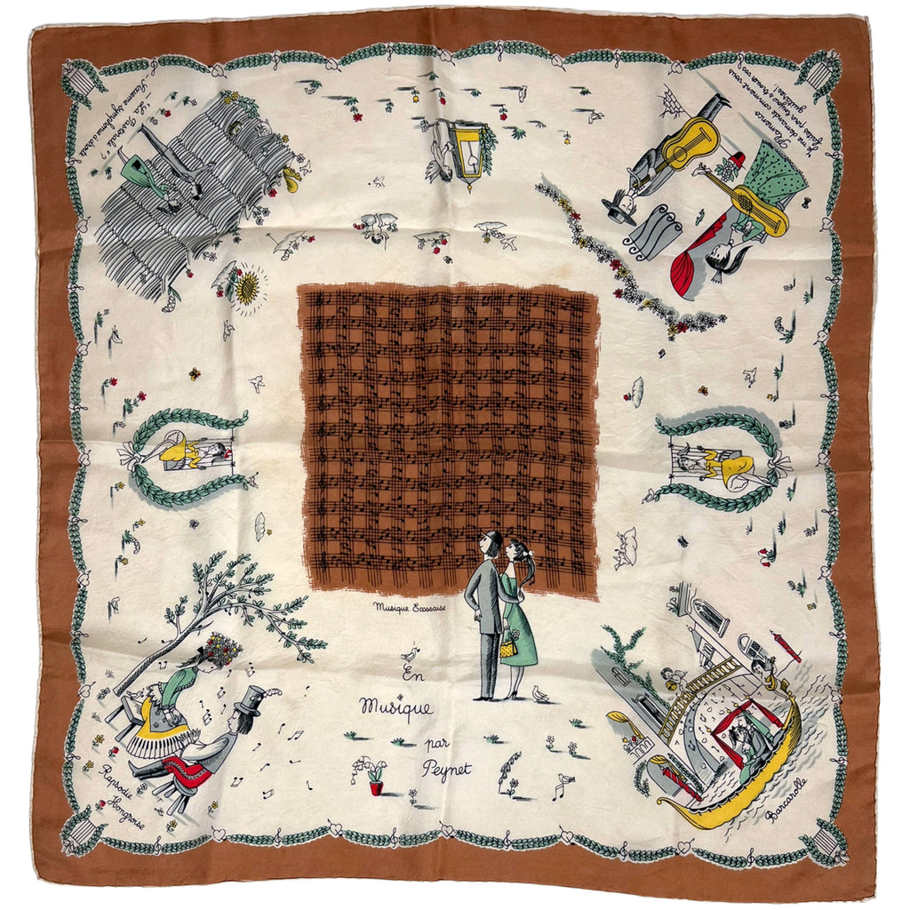 1940s Vintage Peynet Scarf Musique Par Peynet Les Amoureux