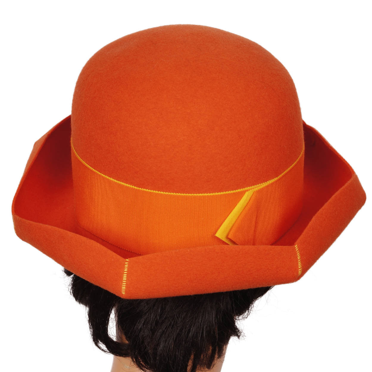 Vintage Orange Felt Ladies Hat Philippe Urban for Kates 1990 Medium - Poppy's Vintage Clothing