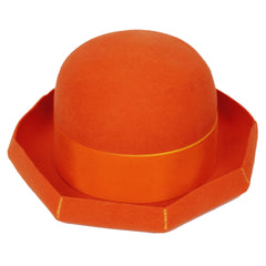 Vintage Orange Felt Ladies Hat Philippe Urban for Kates 1990 Medium - Poppy's Vintage Clothing