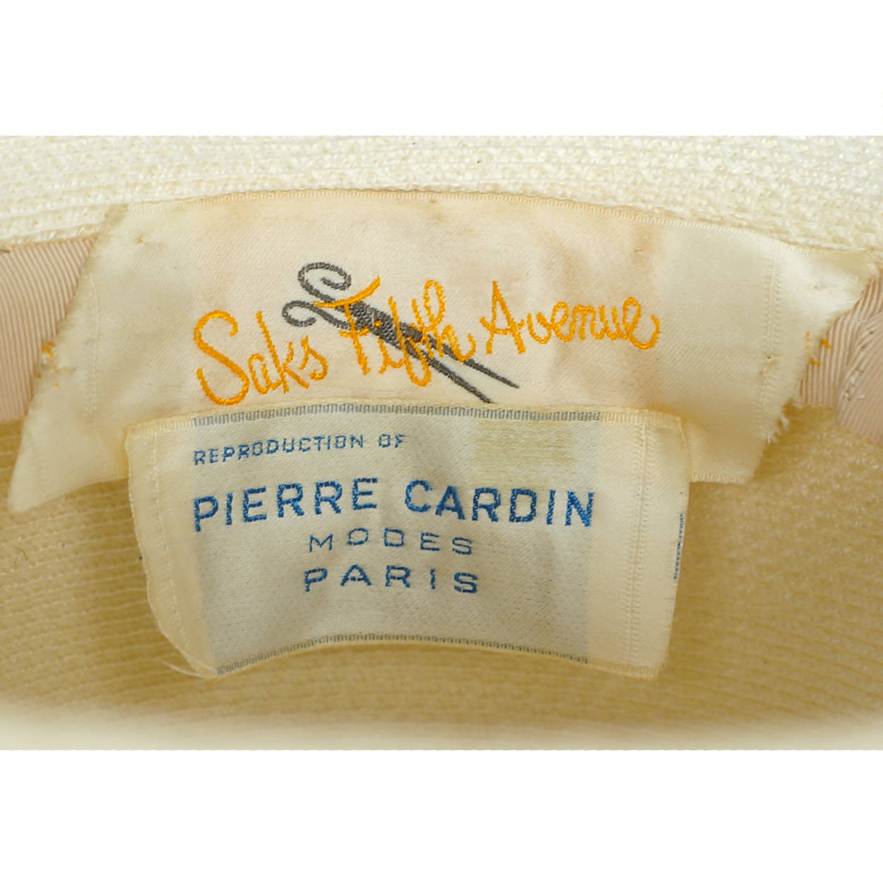 Vintage Pierre Cardin 1960s Womens Breton Straw Hat Saks Fifth Avenue Size M - Poppy's Vintage Clothing
